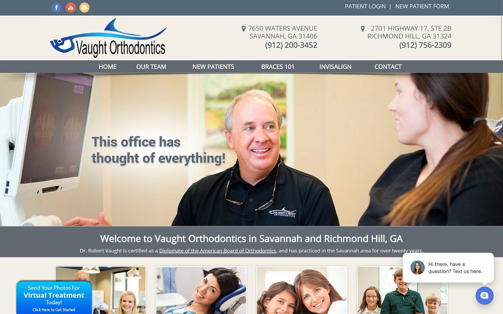 The Screenshot of Vaught Orthodontics: Savannah Location orthodontistinsavannah.com Dr. Robert Vaught Website