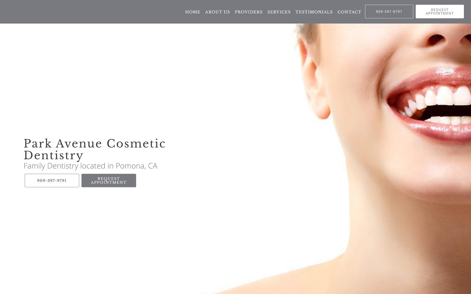The Screenshot of Park Avenue Cosmetic Dentistry parkavedentalpomona.com Website