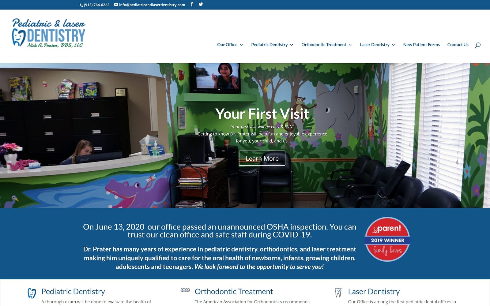 The Screenshot of Pediatric & Laser Dentistry, Nick A Prater DDS LLC pediatricandlaserdentistry.com Website