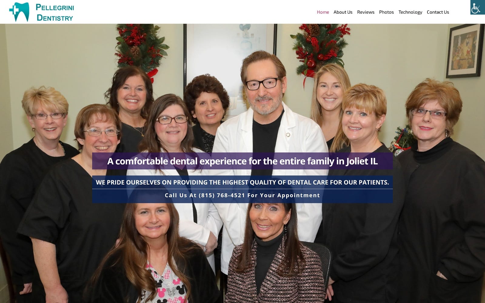 The Screenshot of Richard R. Pellegrini, DDS, FAGD and Associates pellegrinidentistry.com Website