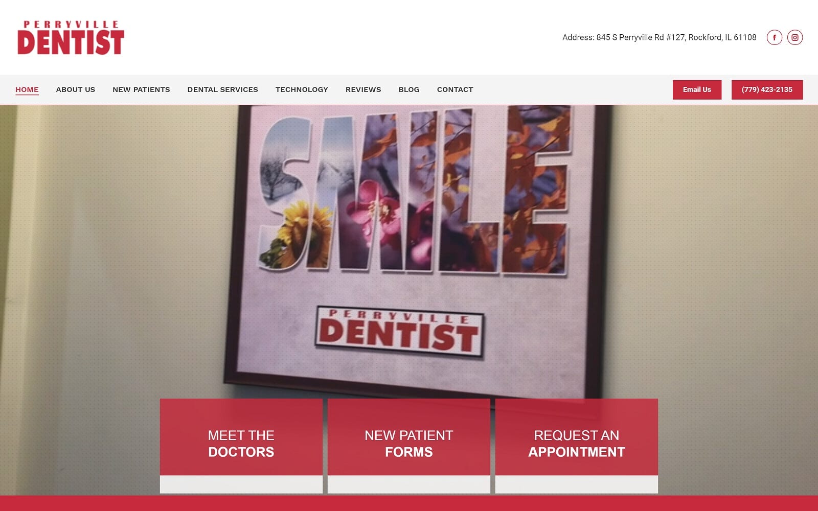 The Screenshot of Perryville Dentist perryvilleroaddentist.com/rockford/ website
