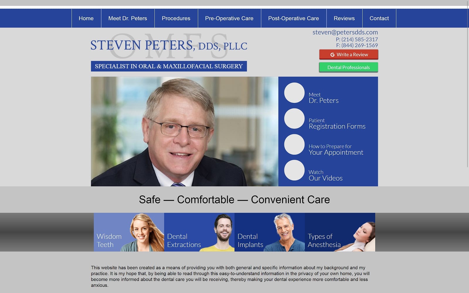 The Screenshot of Steven Peters, DDS, PLLC petersdds.com Website
