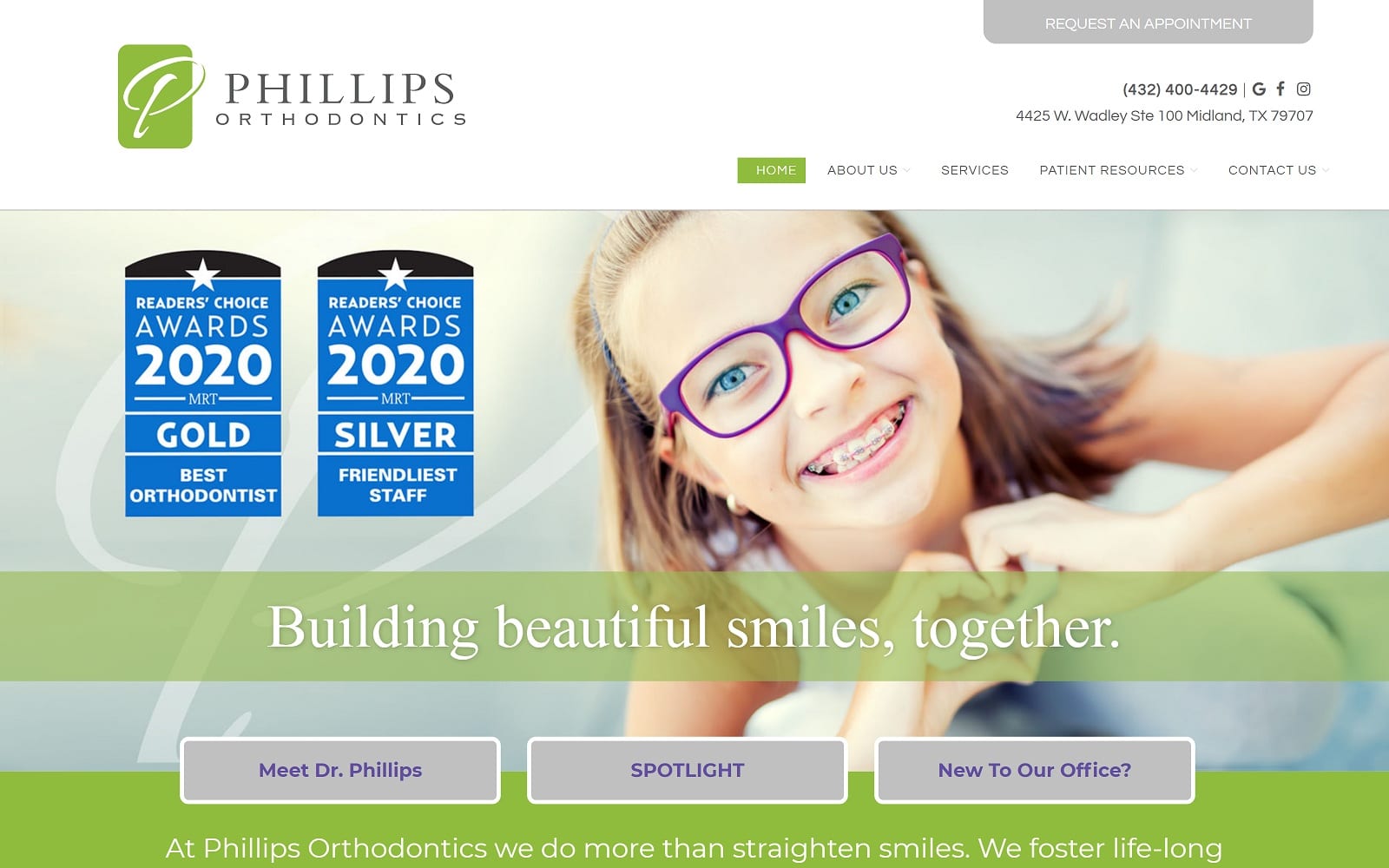 The Screenshot of Phillips Orthodontics phillipsorthotx.com Website