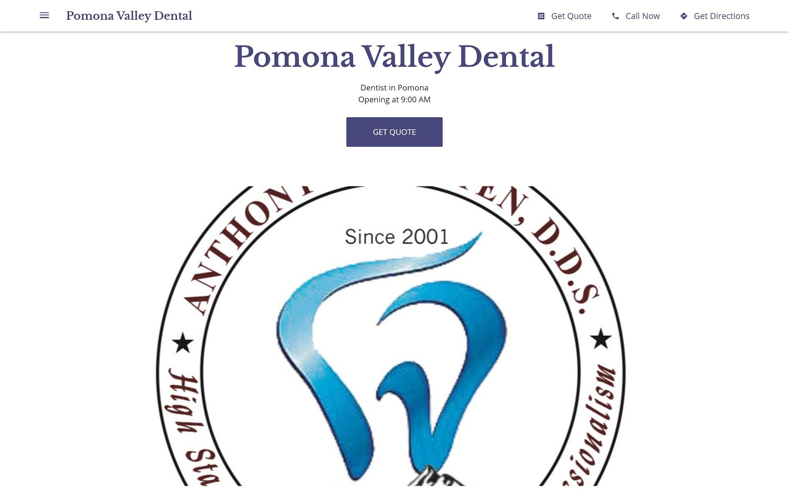 The Screenshot of Pomona Valley Dental pomona-valley-dental.business.site Website