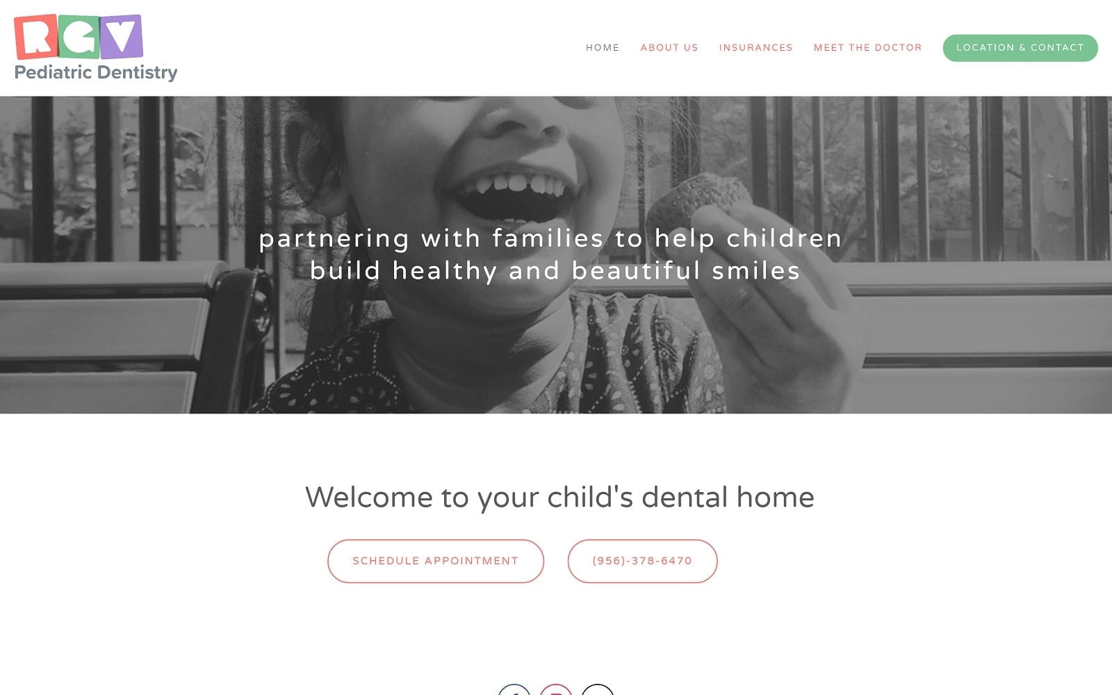 The Screenshot of RGV Pediatric Dentistry - Dr. Subhani rgvpd.com Website