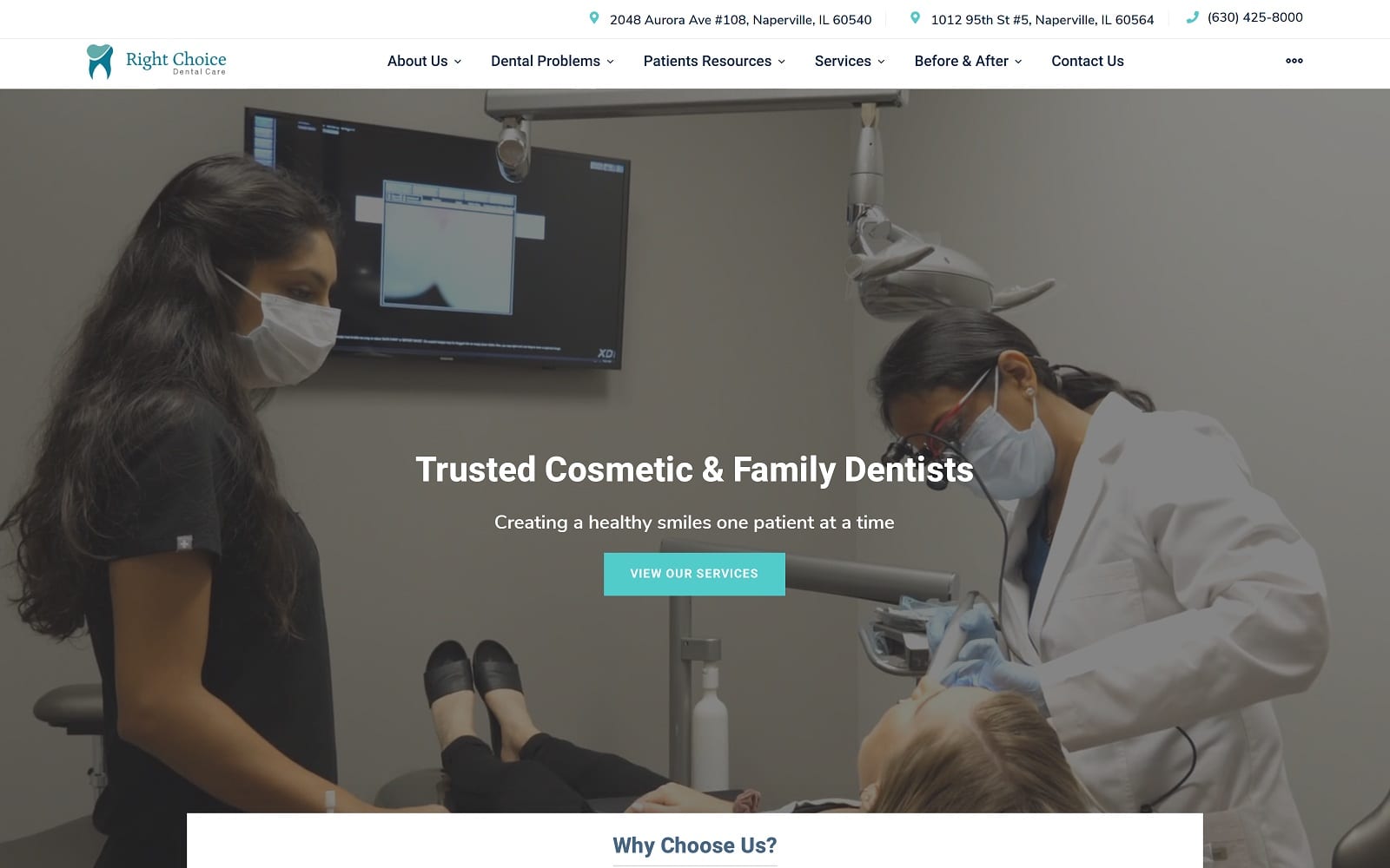 The Screenshot of Right Choice Dental Care rightchoicedentalcare.com Website