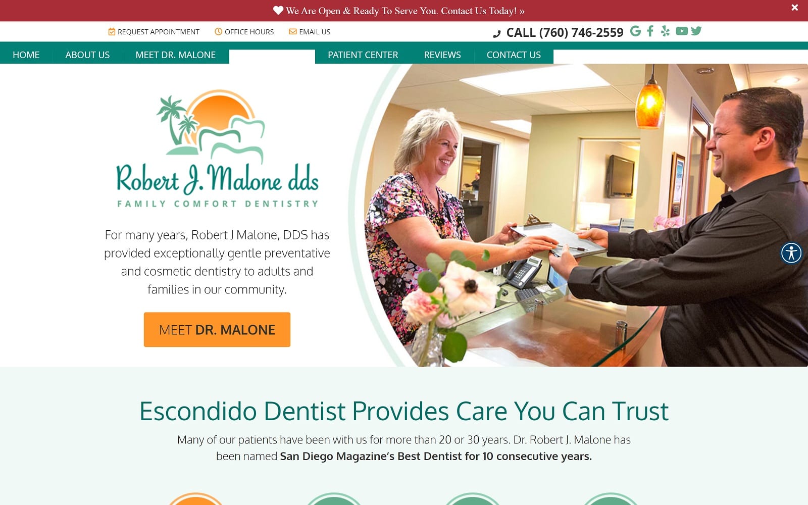 The Screenshot of Robert J. Malone Dds robertjmalonedds.com Website