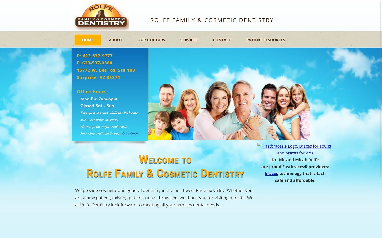 The Screenshot of Rolfe Family and Cosmetic Dentistry rolfedentistry.com Website