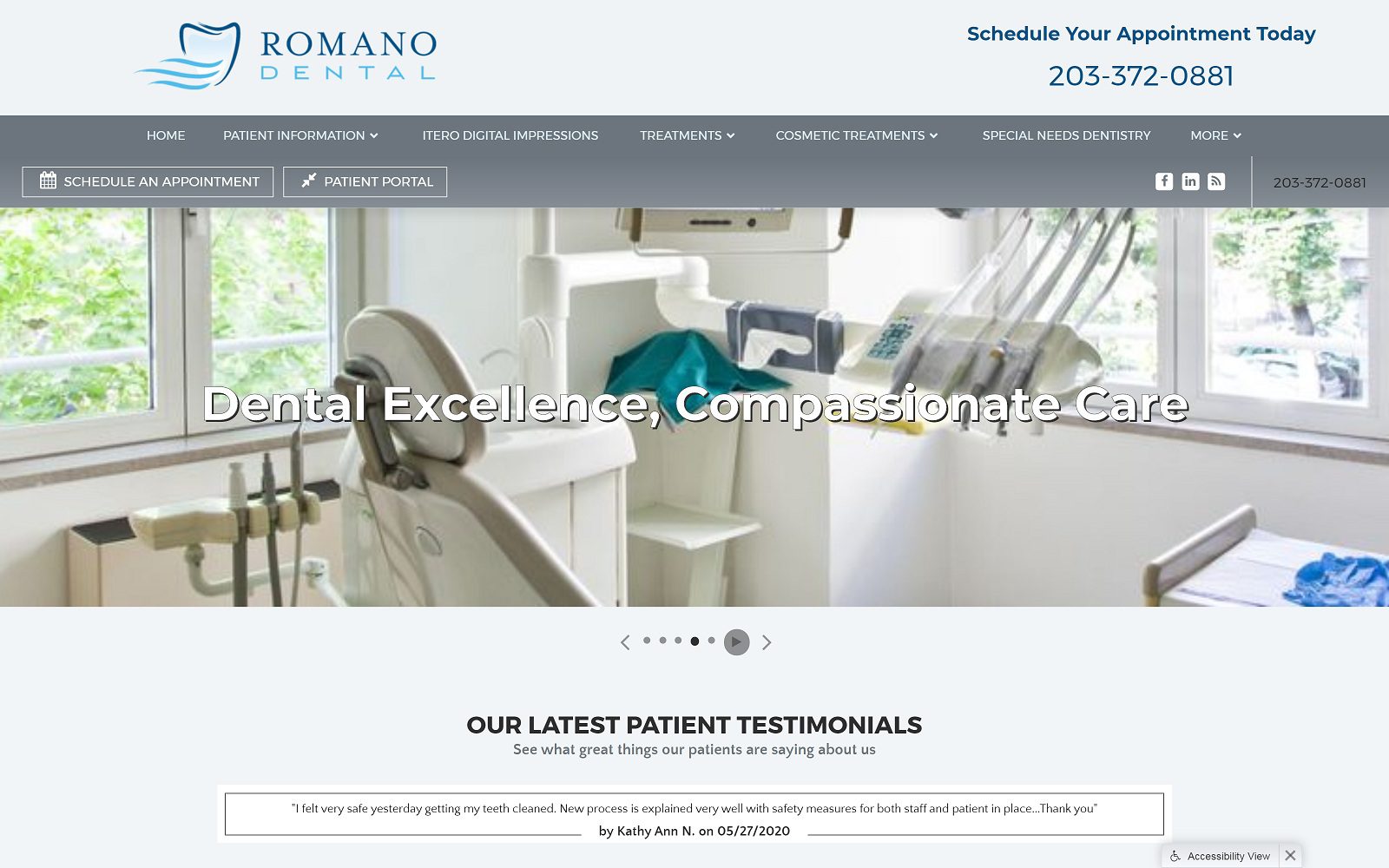 The Screenshot of Romano Dental: Frank J. Romano, DMD romanodental.com Website