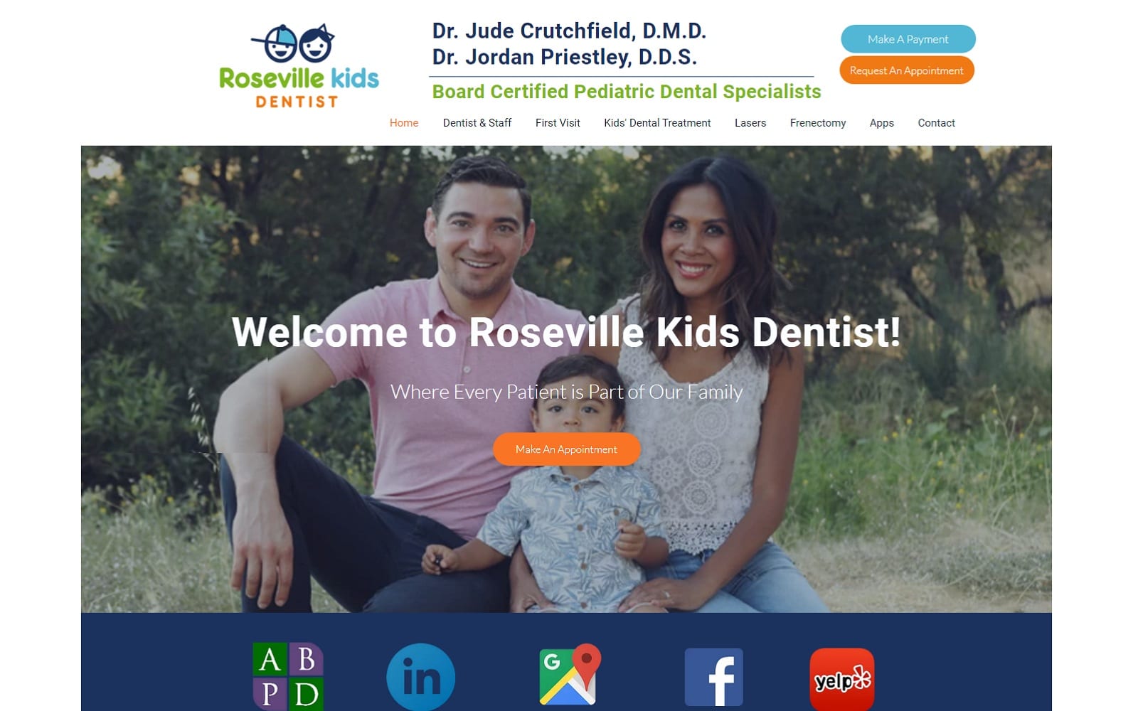 The Screenshot of Roseville Kids Dentist rosevillekidsdentist.com Website