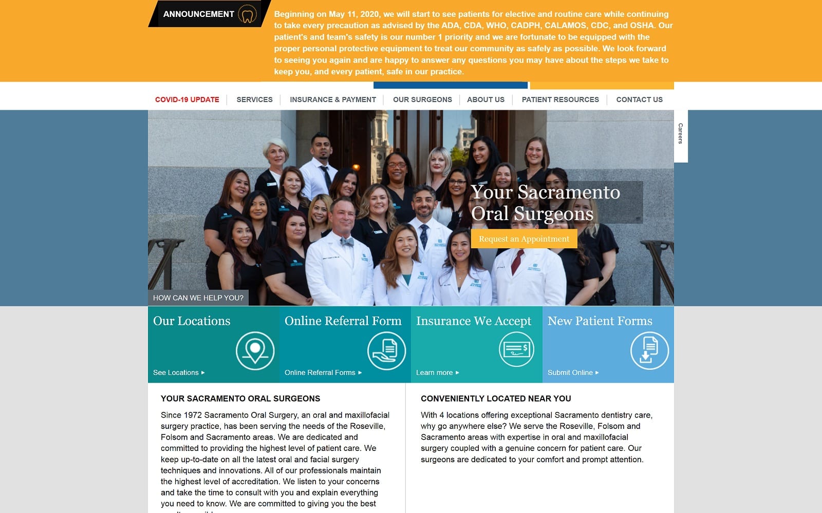 The Screenshot of Sacramento Oral Surgery - Roseville sacramentooralsurgery.com Website