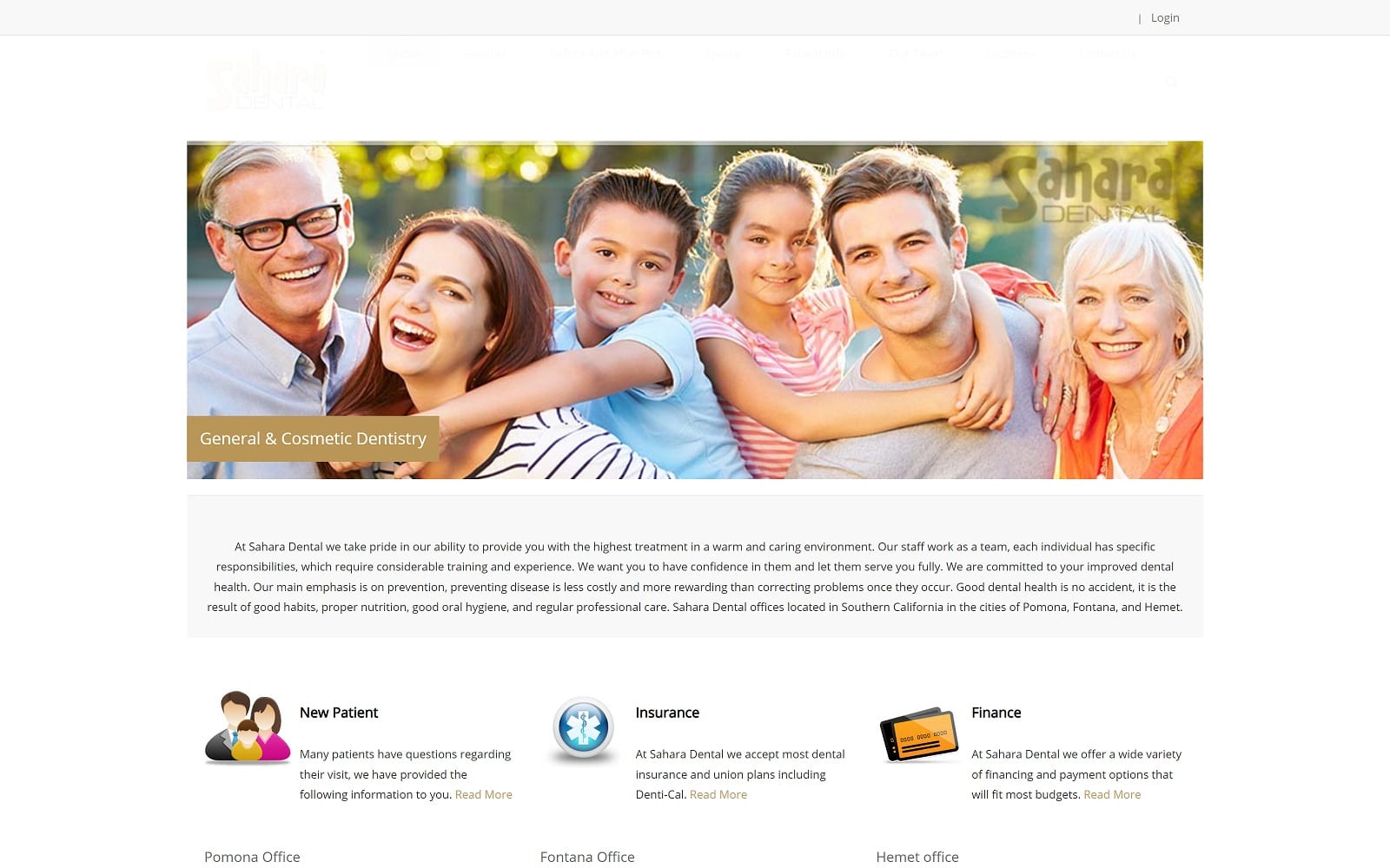 The Screenshot of Sahara Dental sahara-dental.com Website