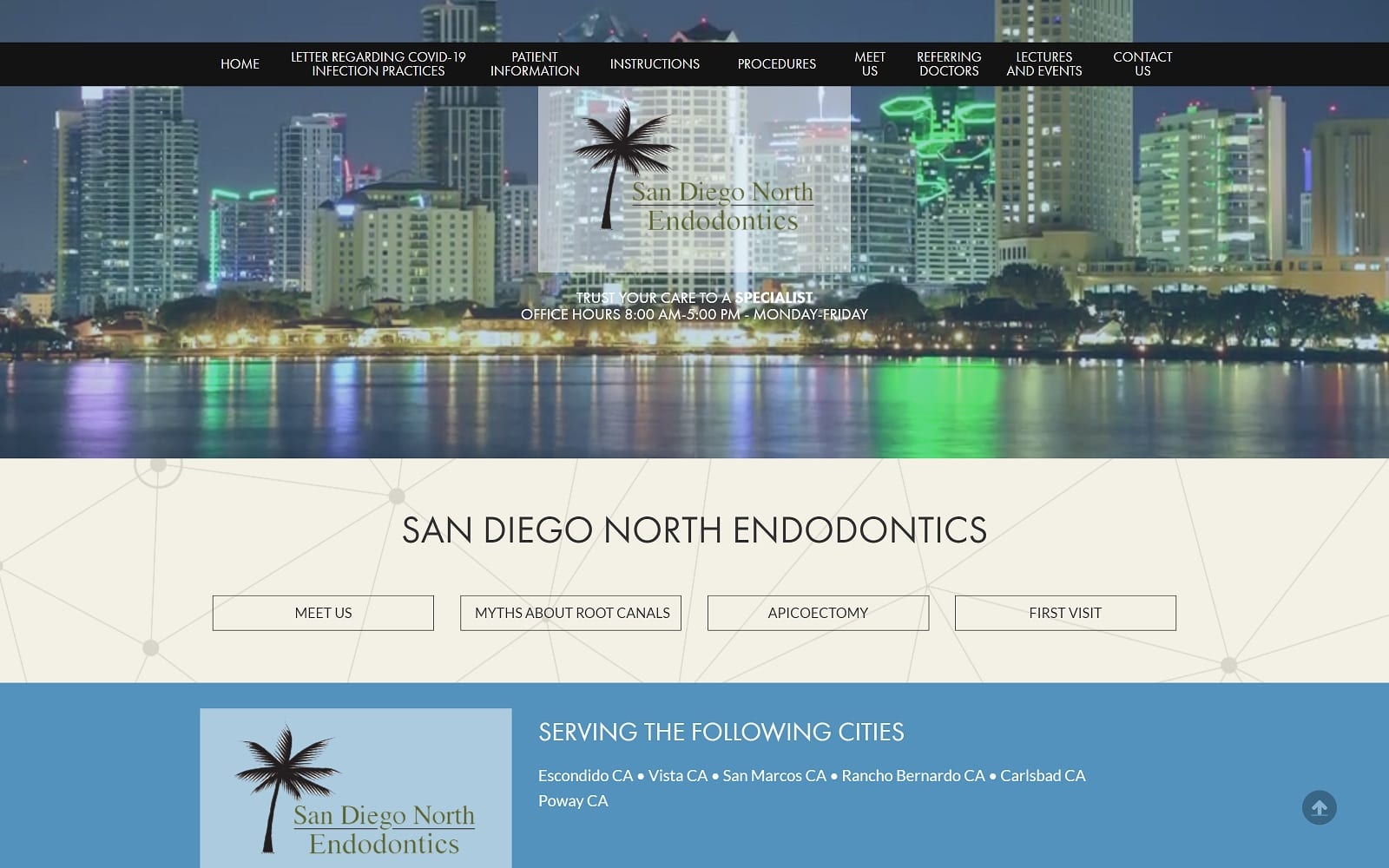 The Screenshot of San Diego North Endodontics sandiegonorthendodontics.com Dr. Matthew Chesler Website