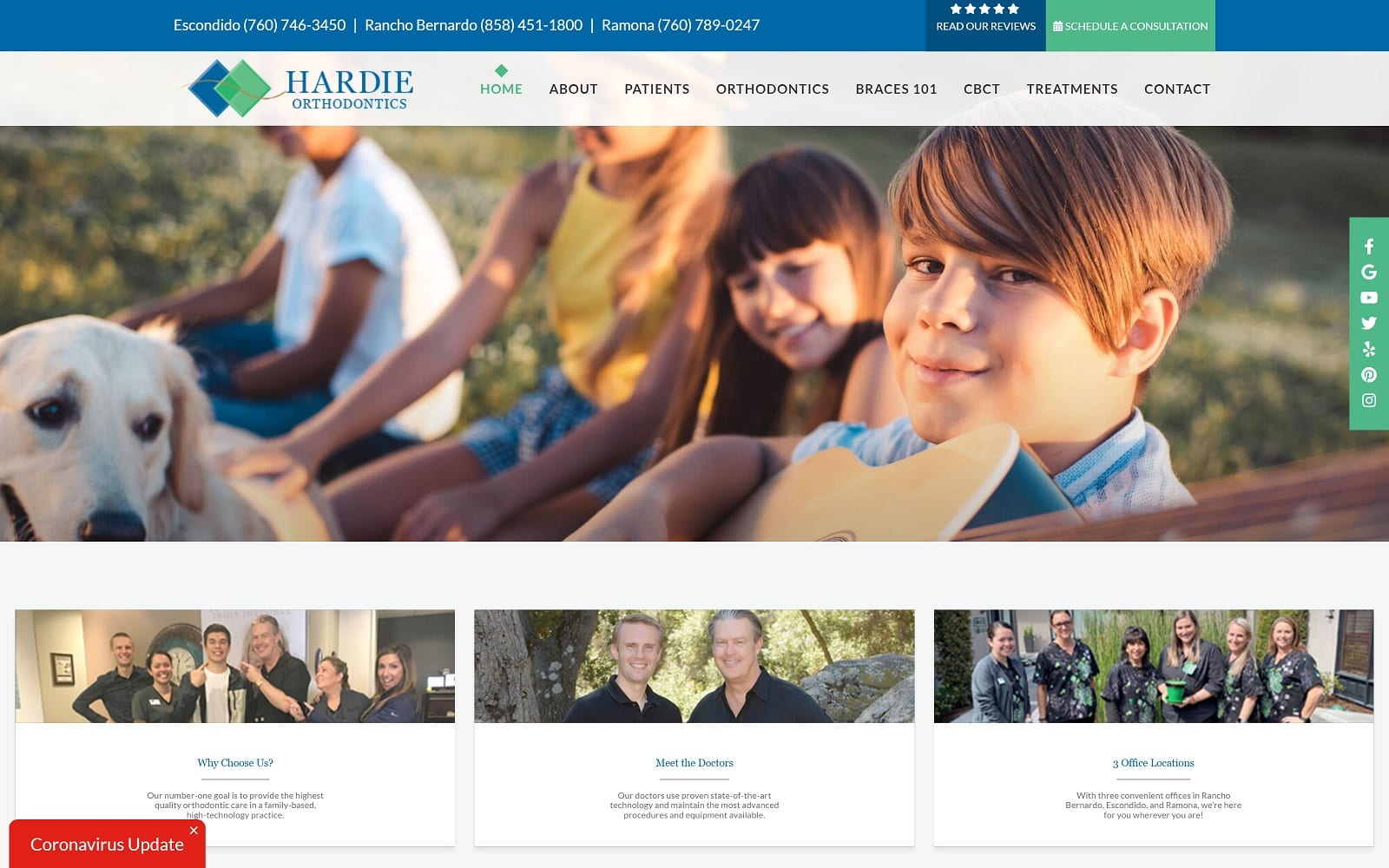 The Screenshot of Hardie Orthodontics Escondido sandiegoortho.com Dr. Rich Hardie Website