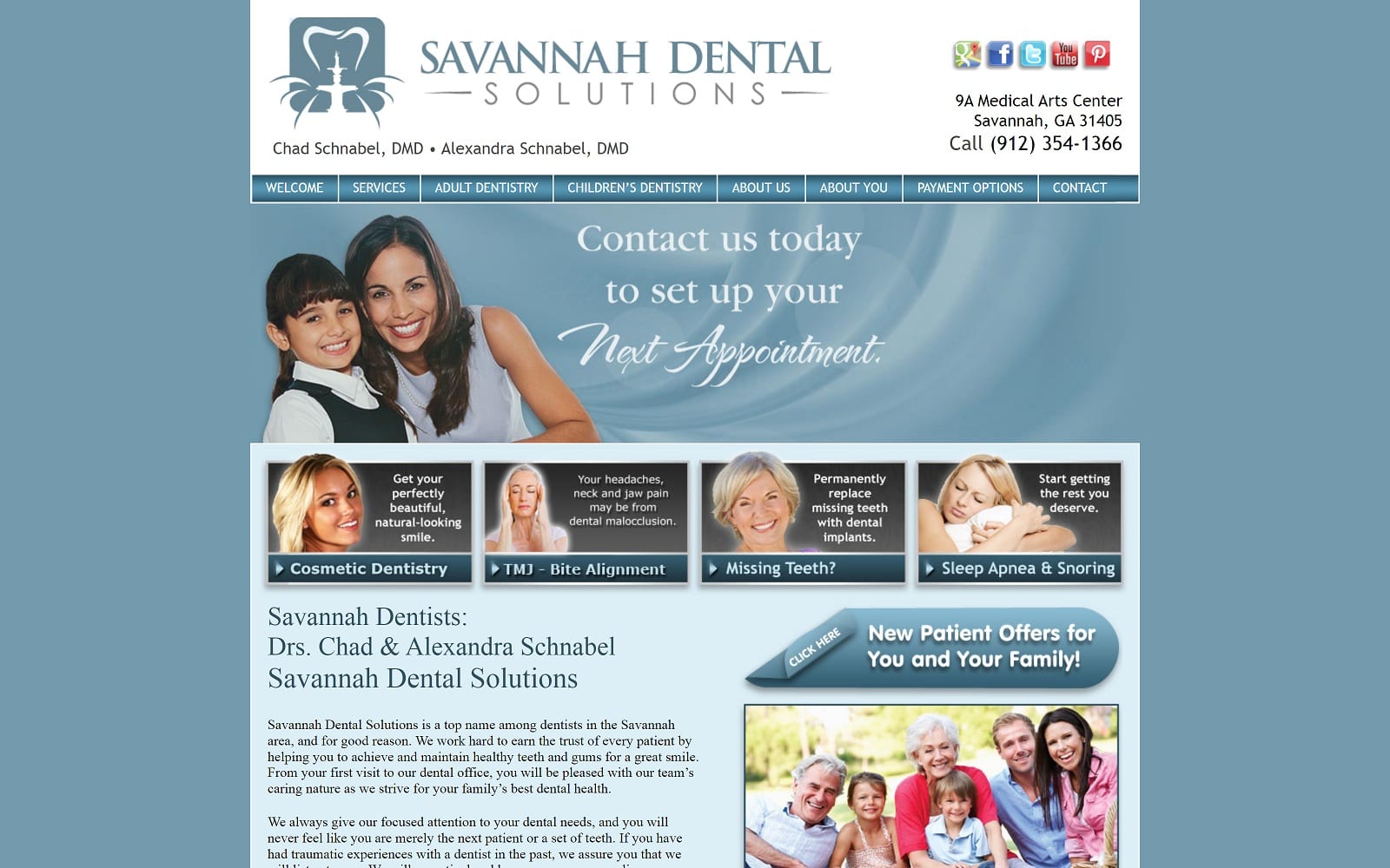The Screenshot of Savannah Dental Solutions savannahdentalsolutions.com Website