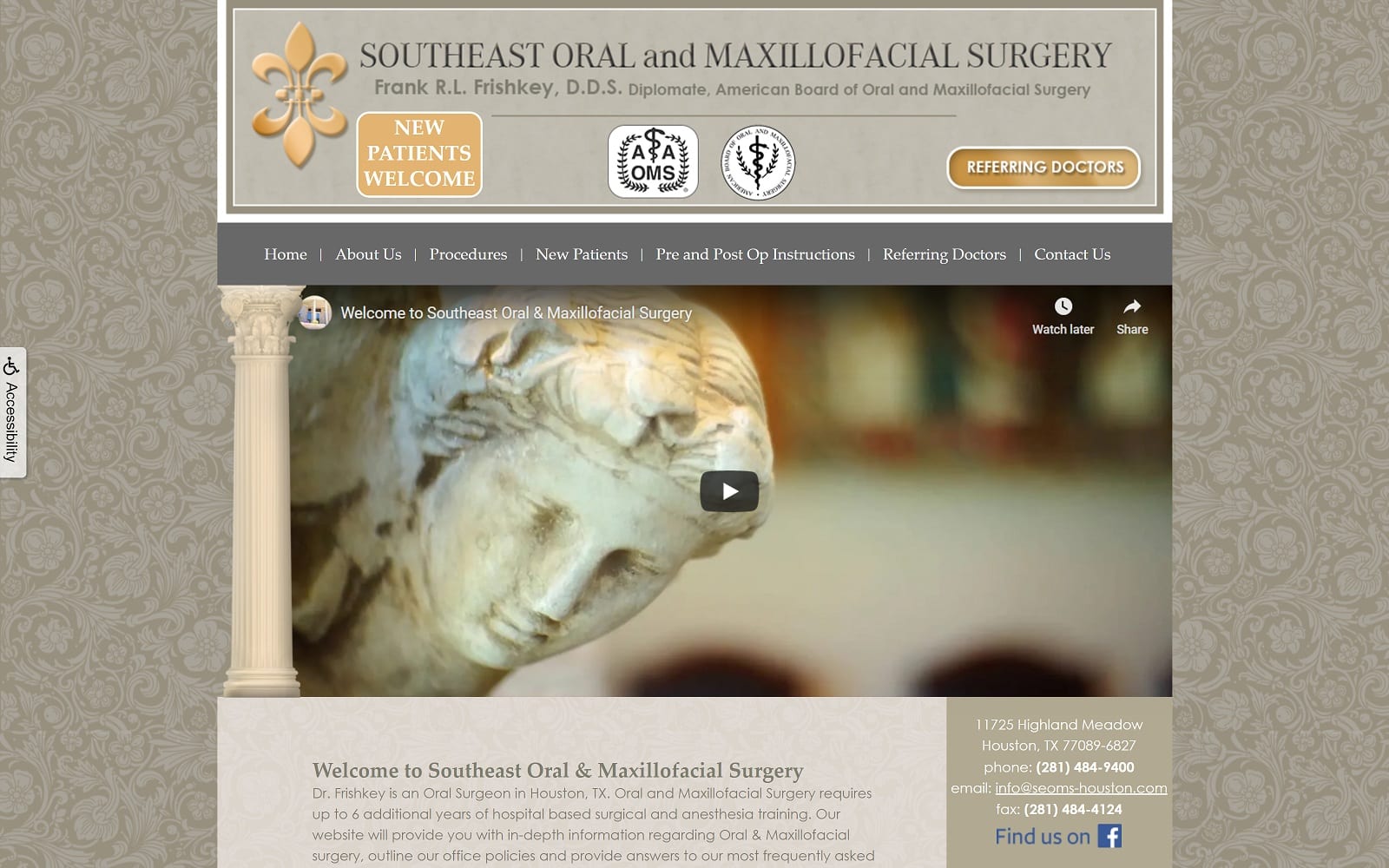 The Screenshot of Frishkey Frank R L DDS seoms-houston.com Website
