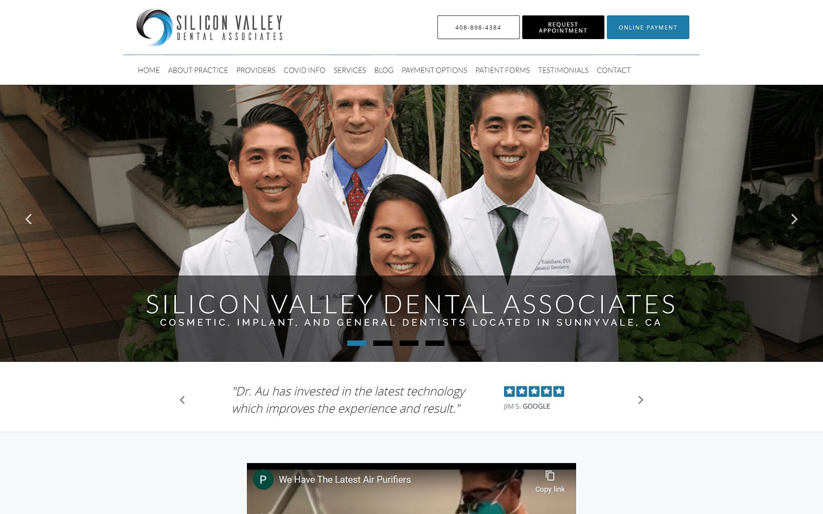 The Screenshot of Silicon Valley Dental Associates siliconvalleydentalassociates.com Website
