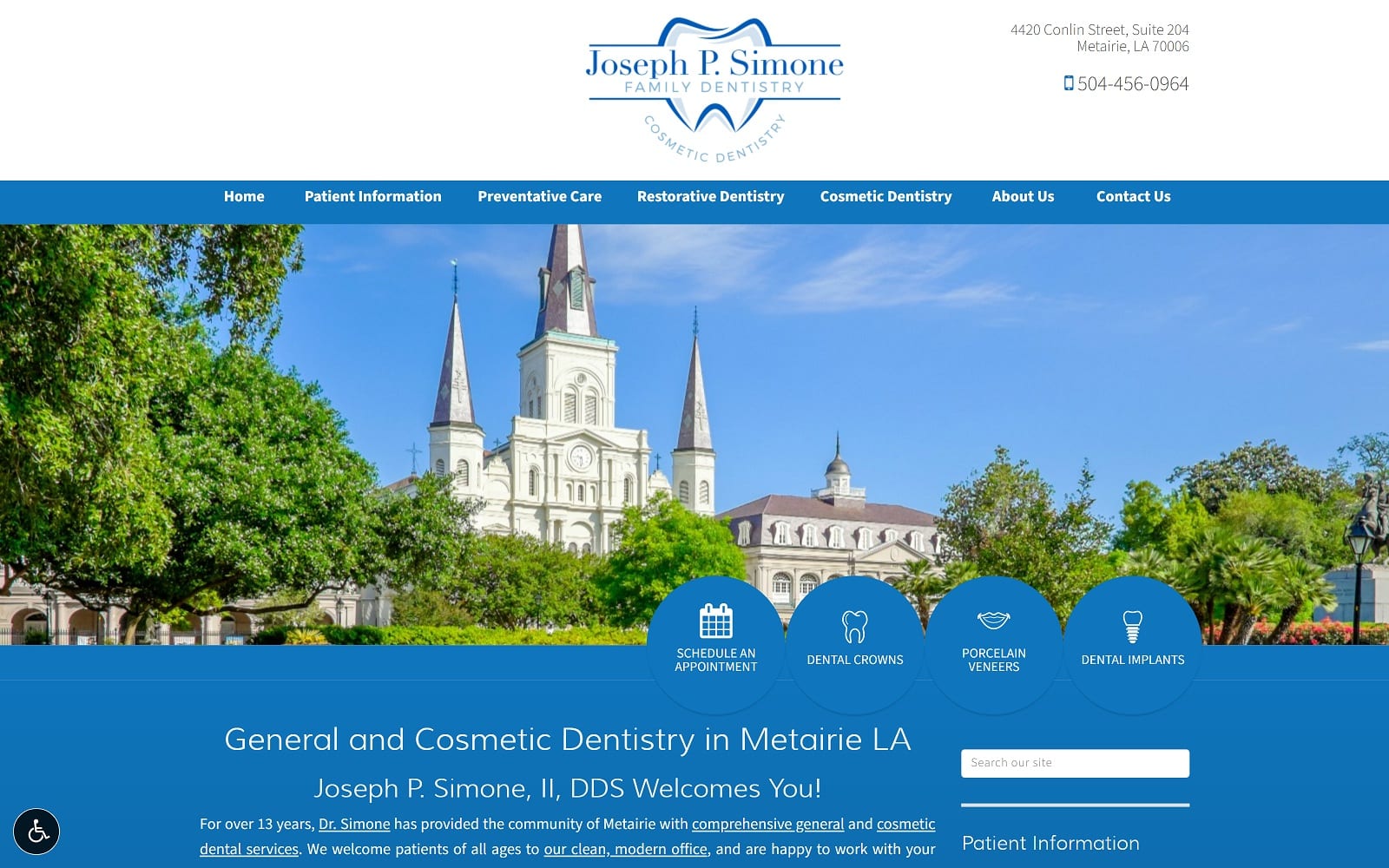 The Screenshot of Joseph P. Simone II, DDS simonedental.com Website