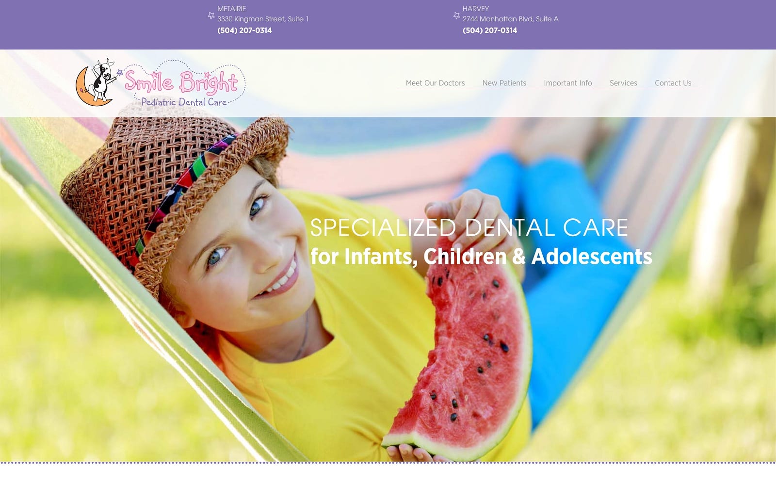 The Screenshot of Dr. Linda Cao Pediatric Dentistry smilebrightdentalcare.com Website