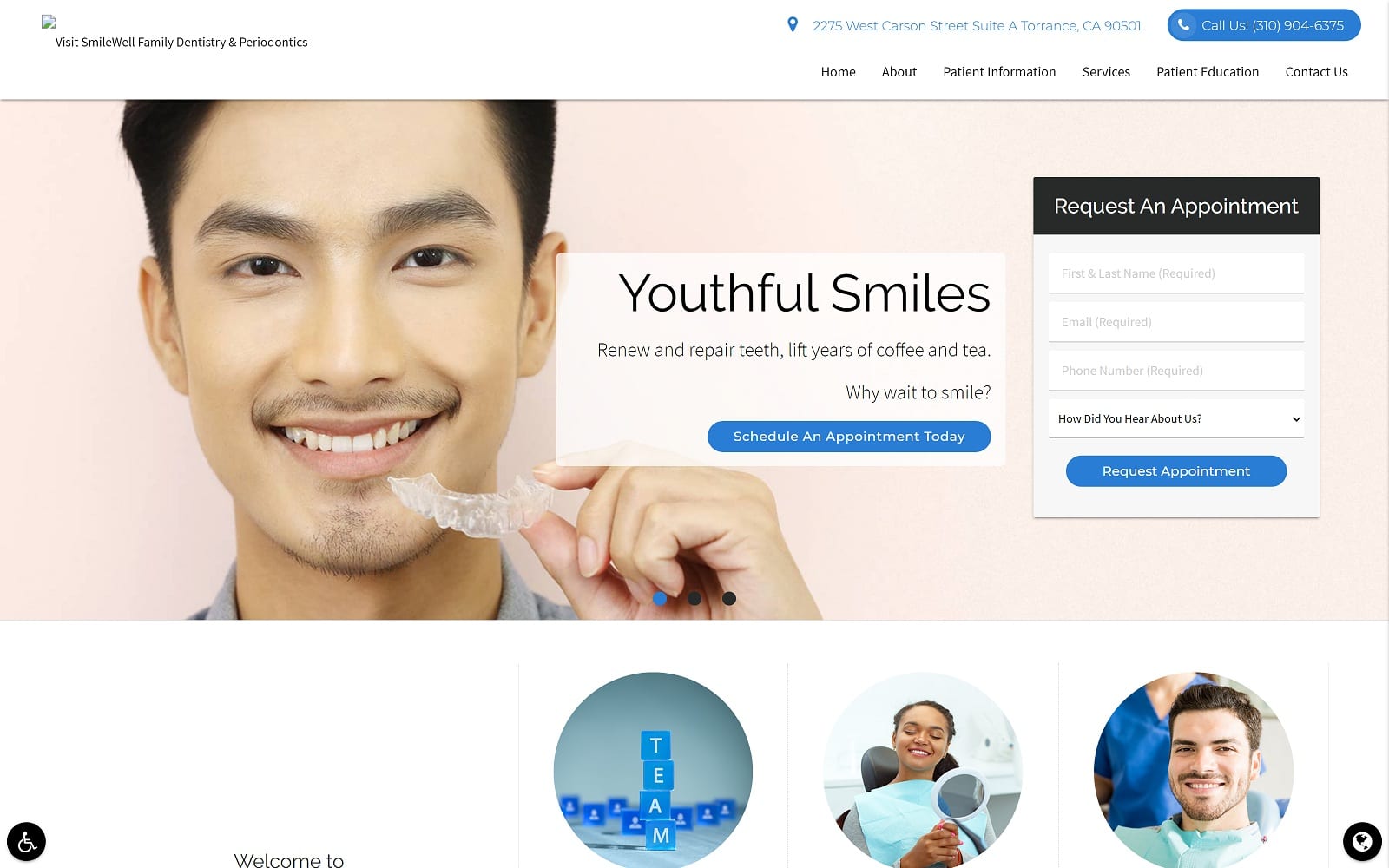 The Screenshot of SmileWell Family Dentistry & Periodontics smilewellsouthbay.com Website