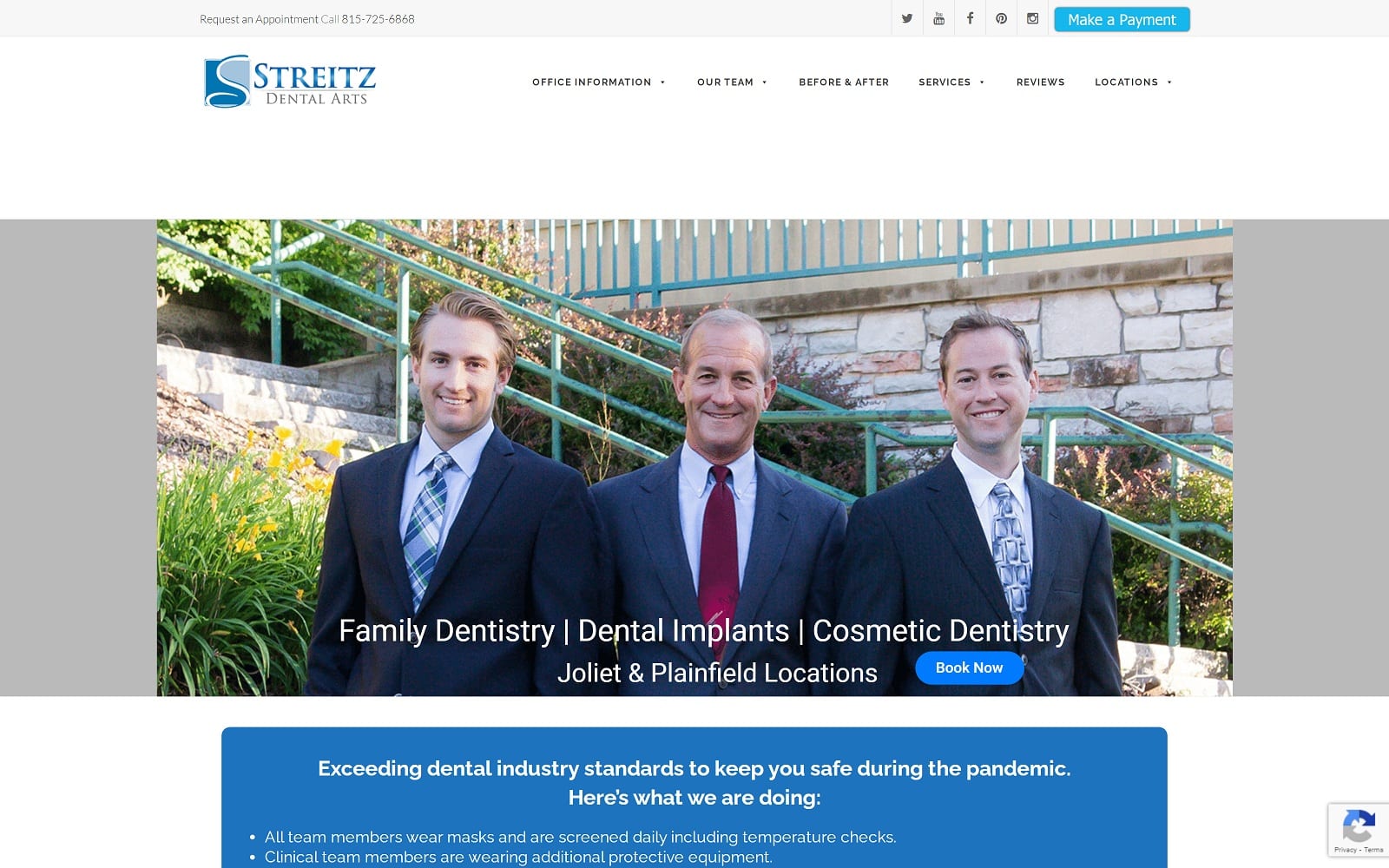 The Screenshot of Streitz Dental Arts streitzdental.com Dr. Thomas Streitz Website