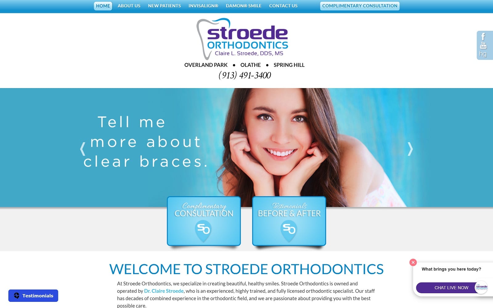 The Screenshot of Stroede Orthodontics - Olathe Office stroedeortho.com Dr. Claire Stroede Website
