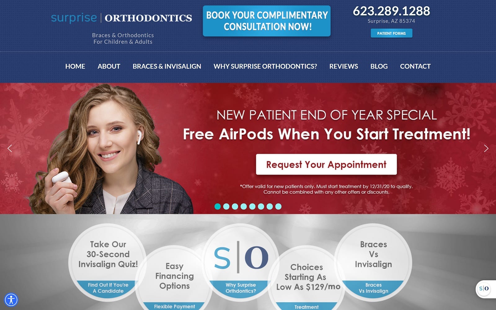 The Screenshot of Surprise Orthodontics surprisesmiles.com Website