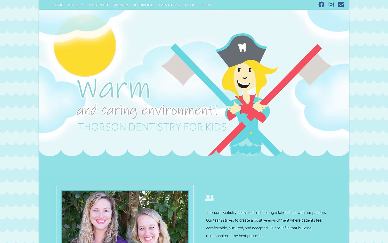 The Screenshot of Thorson Dentistry for Kids Metairie thorsondentistryforkids.com Website