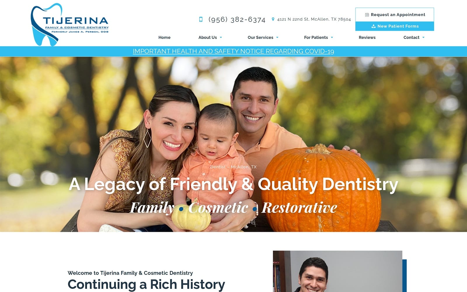 The Screenshot of Tijerina Family & Cosmetic Dentistry tijerinadentistry.com Website