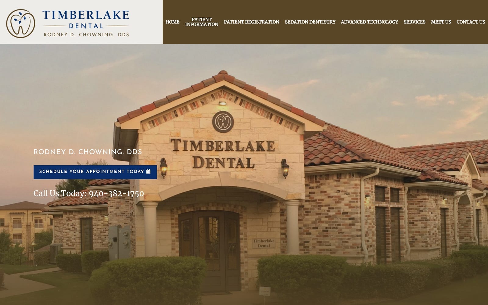 The Screenshot of Timberlake Dental timberlakedental.com Dr. Rodney D. Chowning Website
