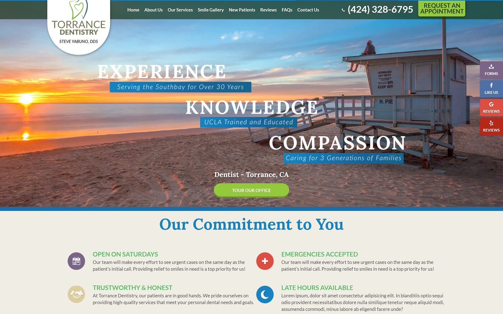 The Screenshot of Torrance Dentistry: Steve Yabuno, DDS torrancedentistry.com Website
