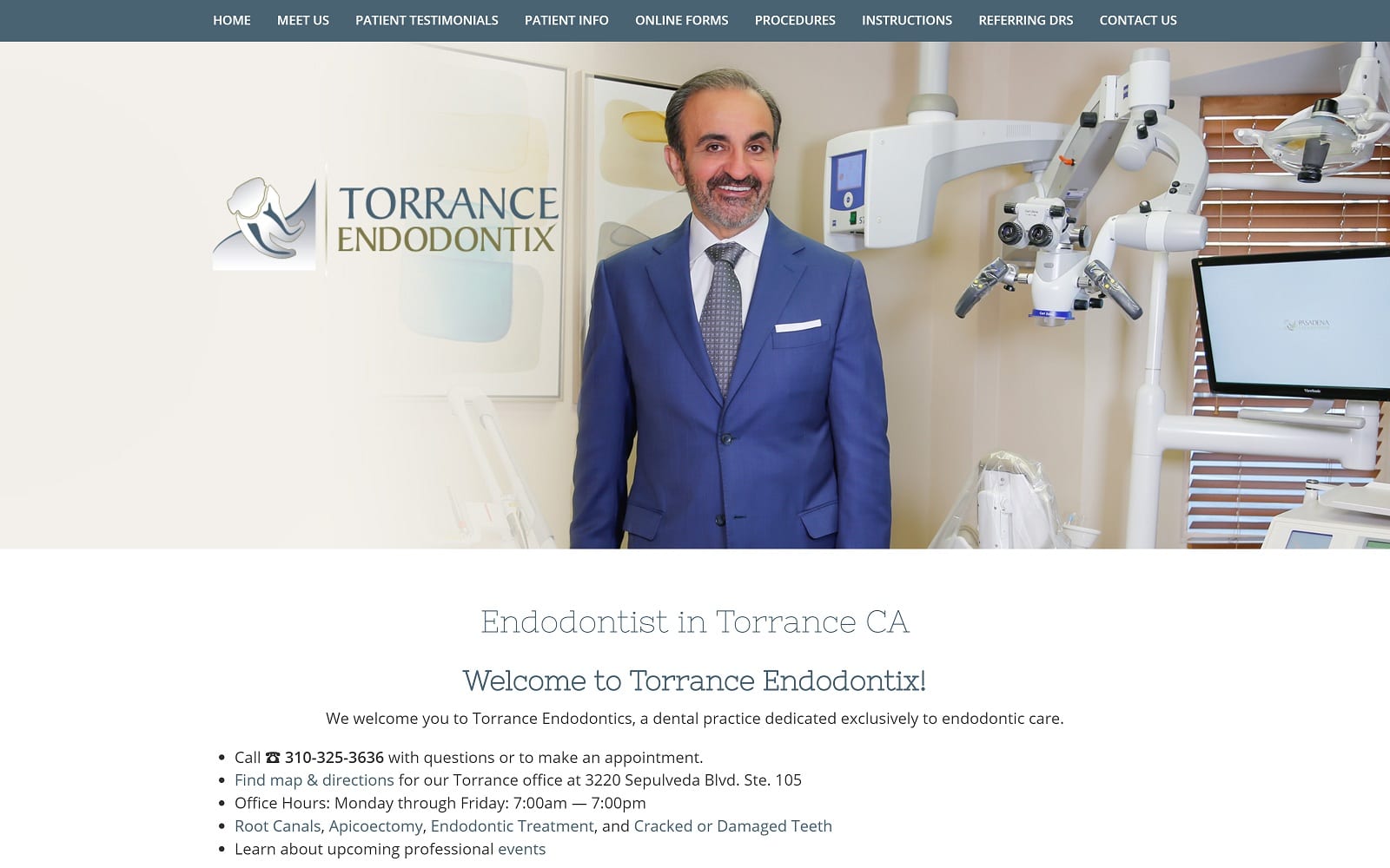 The Screenshot of Torrance Endodontix torranceendodontix.com Website