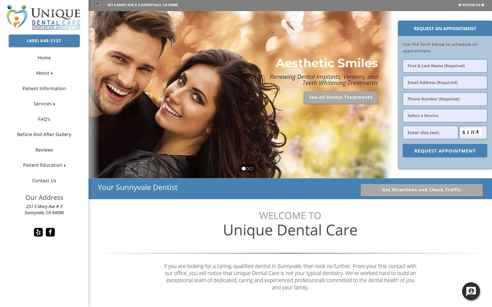 The Screenshot of Unique Dental Care unique-dentalcare.com Website
