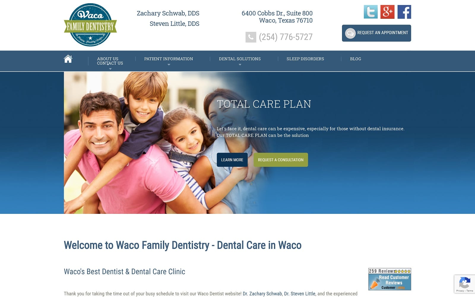 The Screenshot of Waco Family Dentistry wacofamilydentistry.net Website
