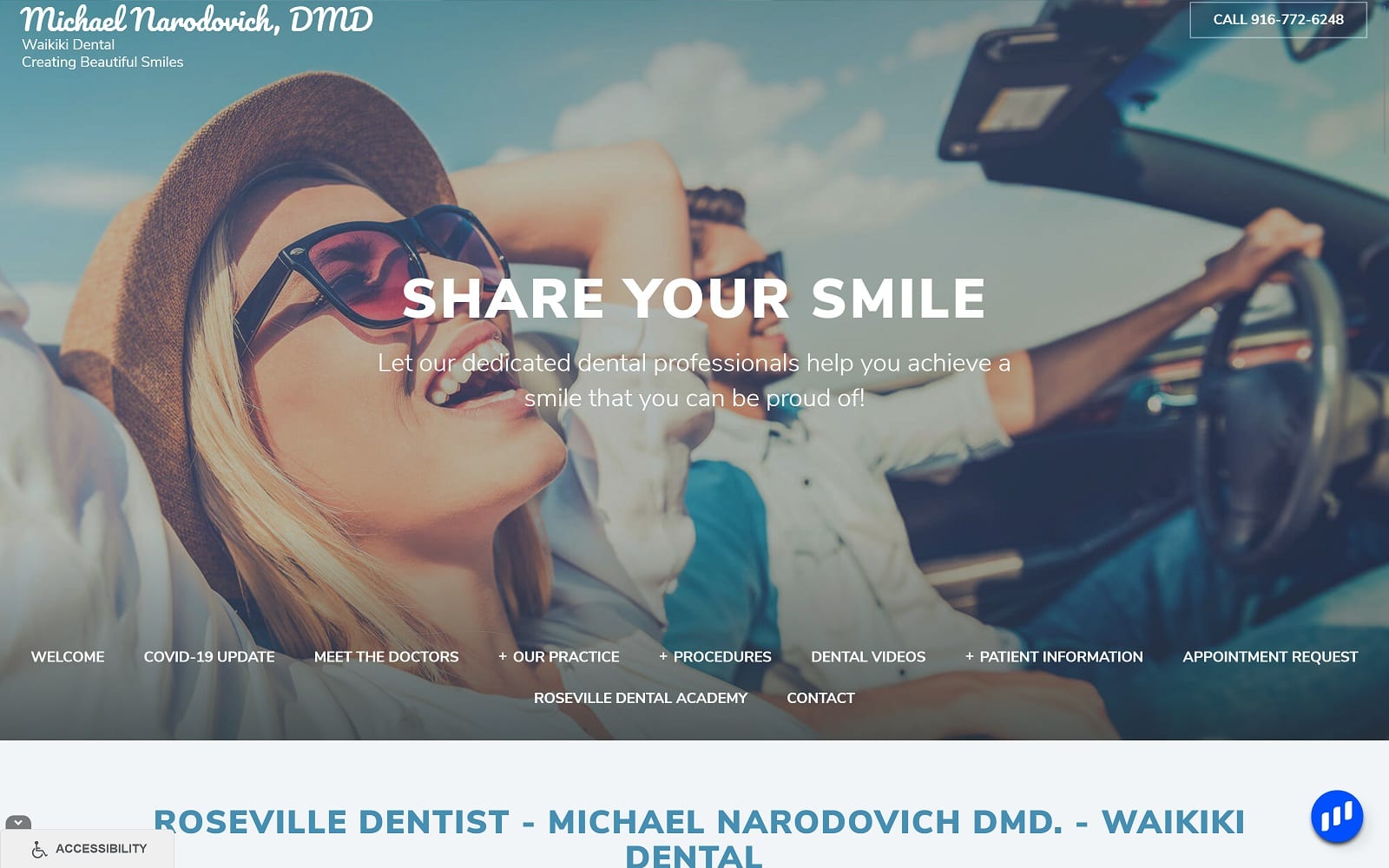 The Screenshot of Waikiki Dental waikikidental.com Dr. Michael Narodovich Website 