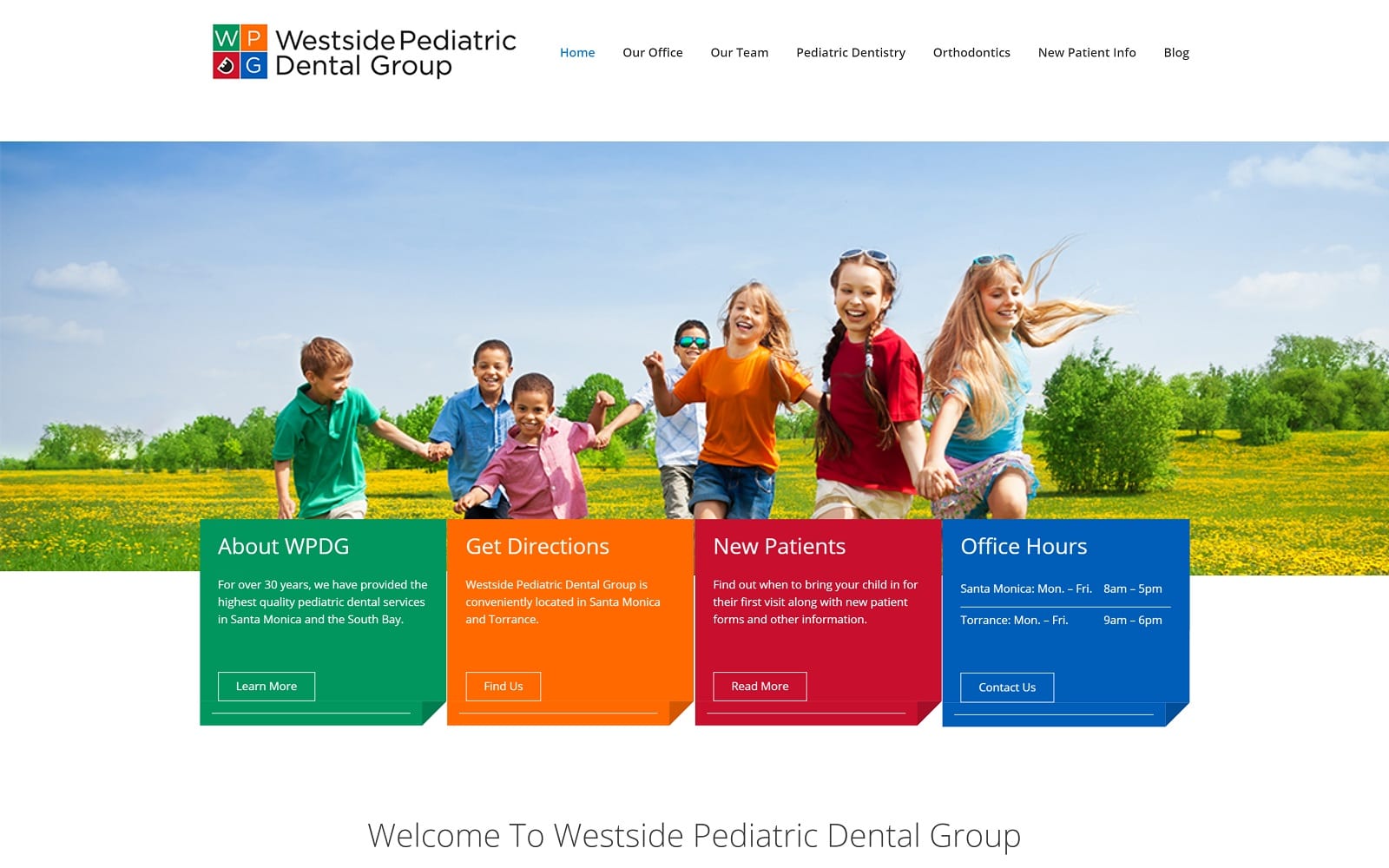 The Screenshot of Westside Pediatric Dental Group - South Bay Office westsidepedo.com Website