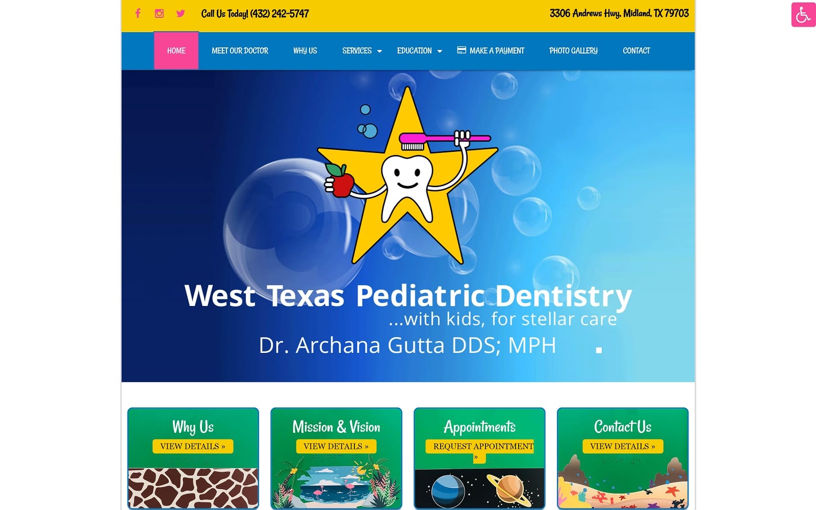 The Screenshot of West Texas Pediatric Dentistry westtxpediatricdentistry.com Website