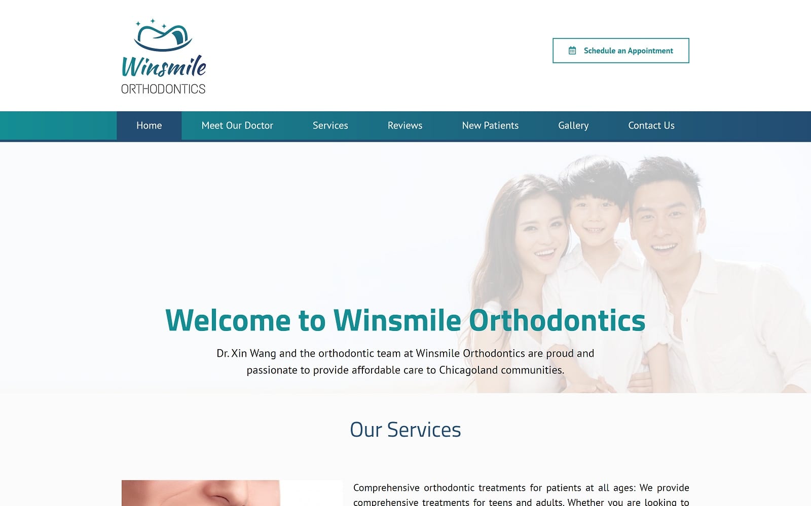 The Screenshot of WINSMILE ORTHODONTICS - NAPERVILLE - FREE CONSULTATION winsmileorthodontic.com Dr. Xin Wang Website