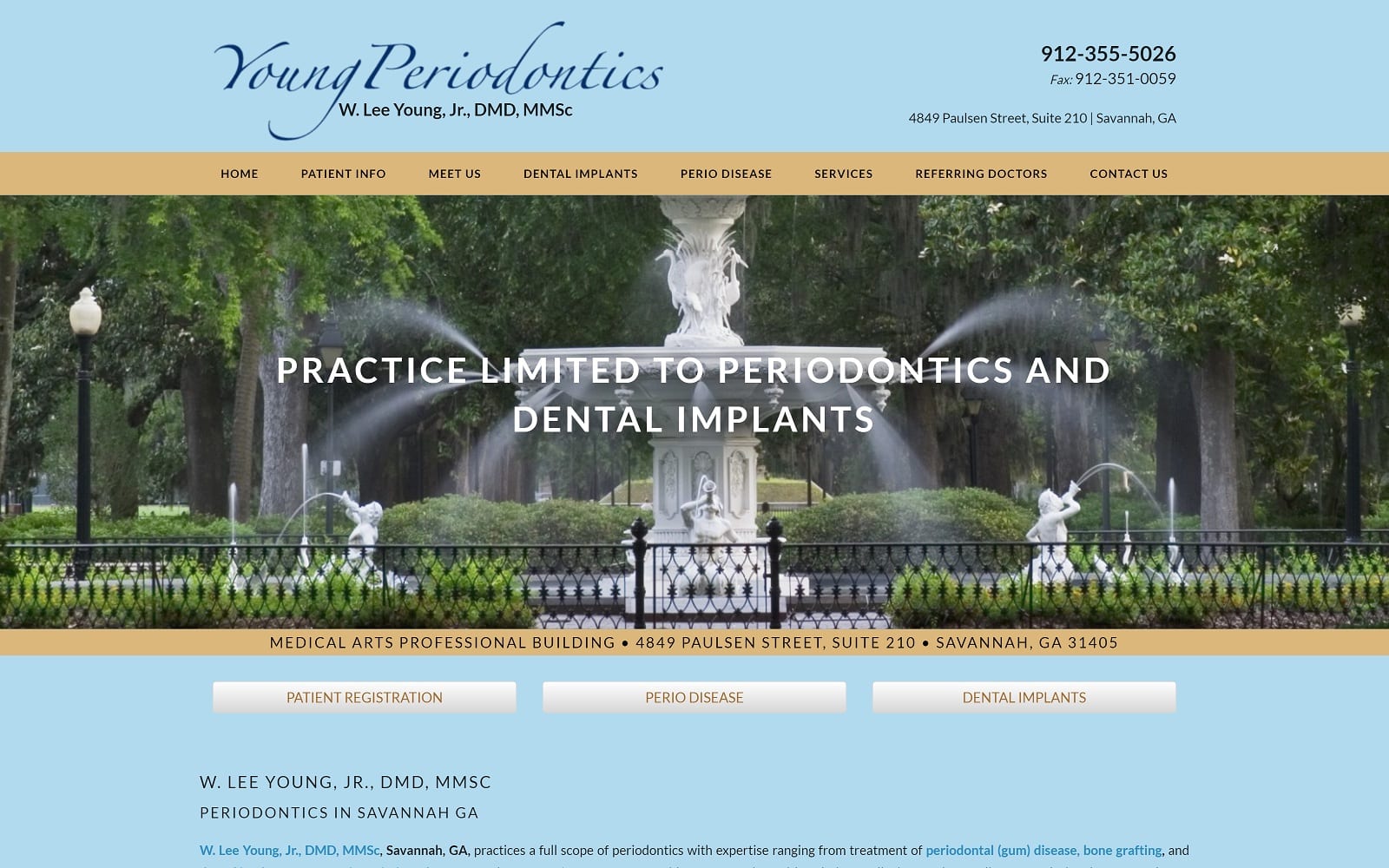 The Screenshot of W. Lee Young, Jr., DMD, MMSc youngperiodontics.com Website
