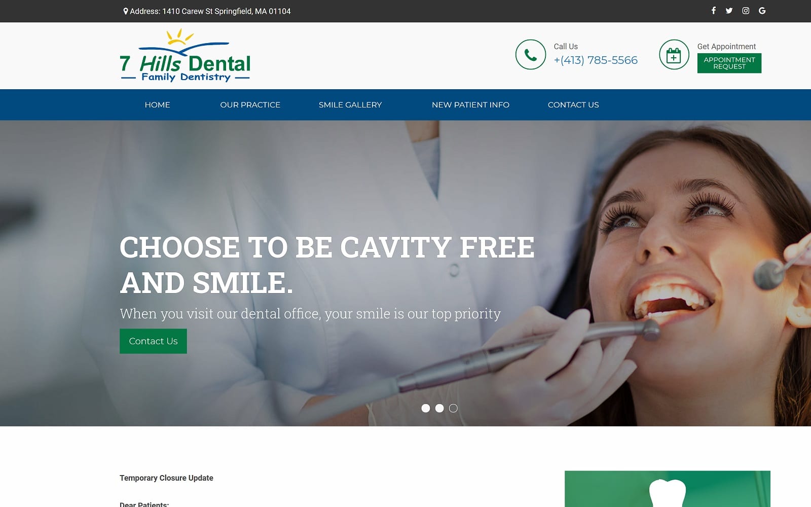 The Screenshot of 7 Hills DENTAL 7hillsdental.com Website