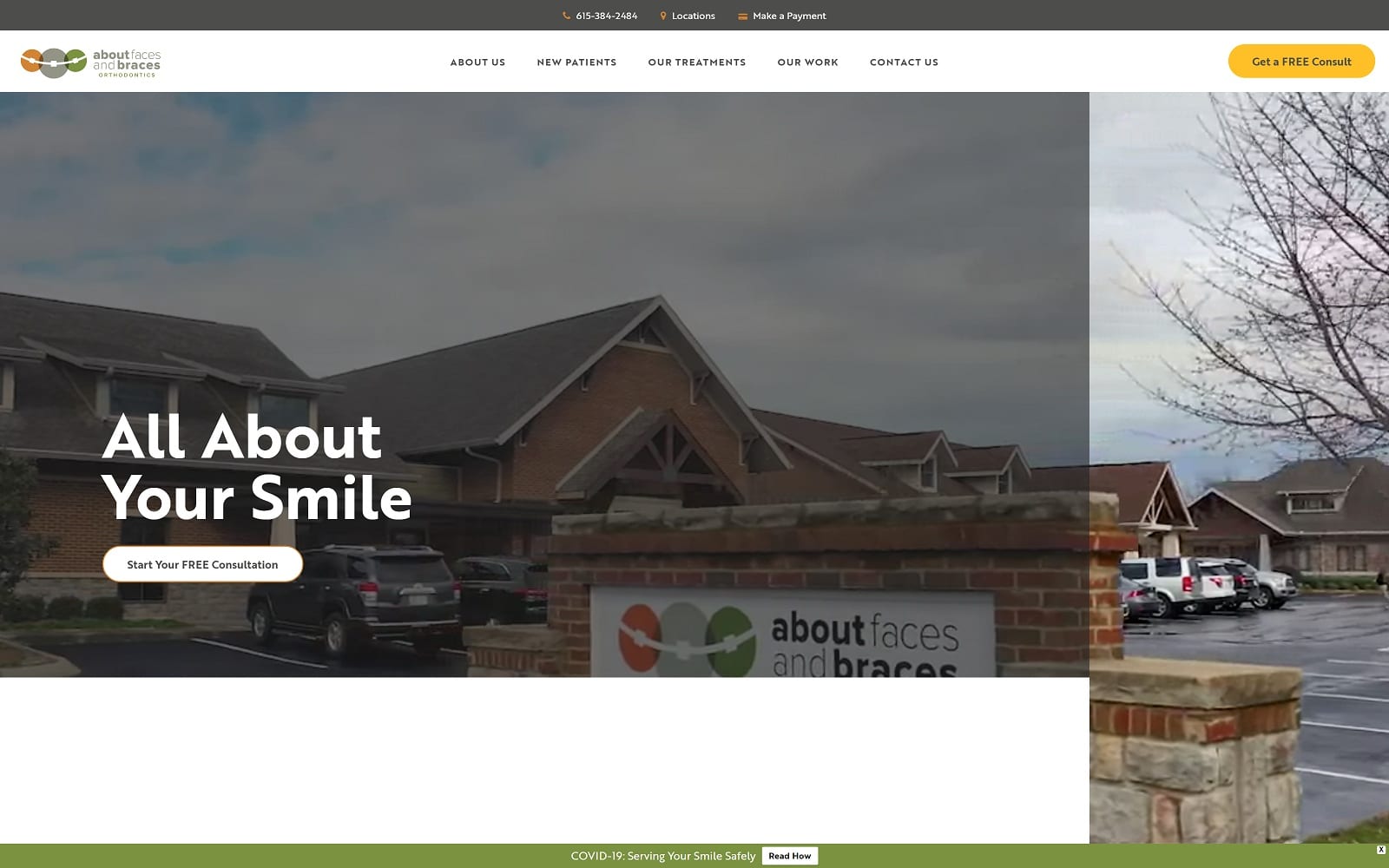 The Screenshot of About Faces and Braces aboutfacesandbraces.com Website
