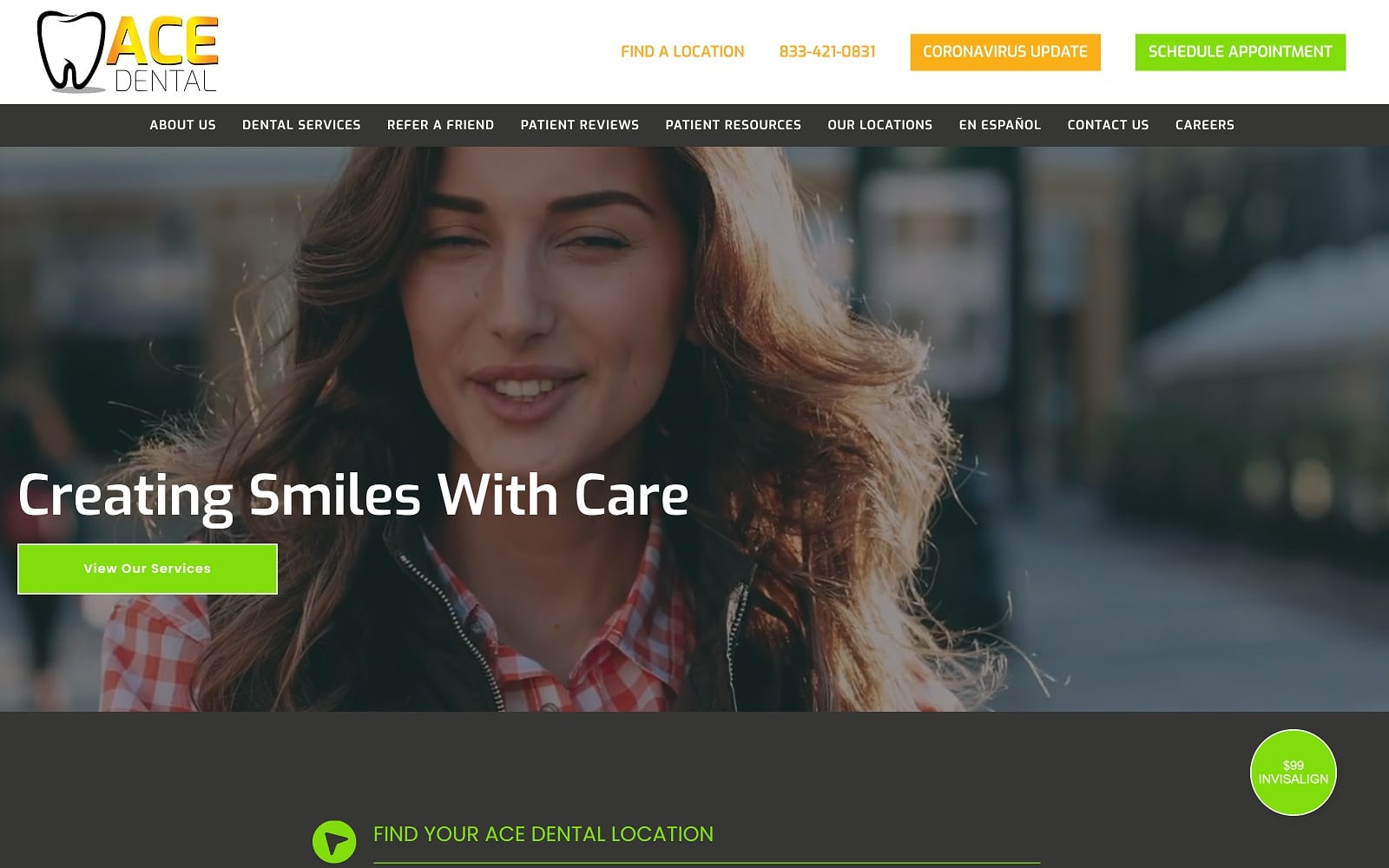 The Screenshot of Ace Dental of Texas - Killeen acedentaloftexas.com Website