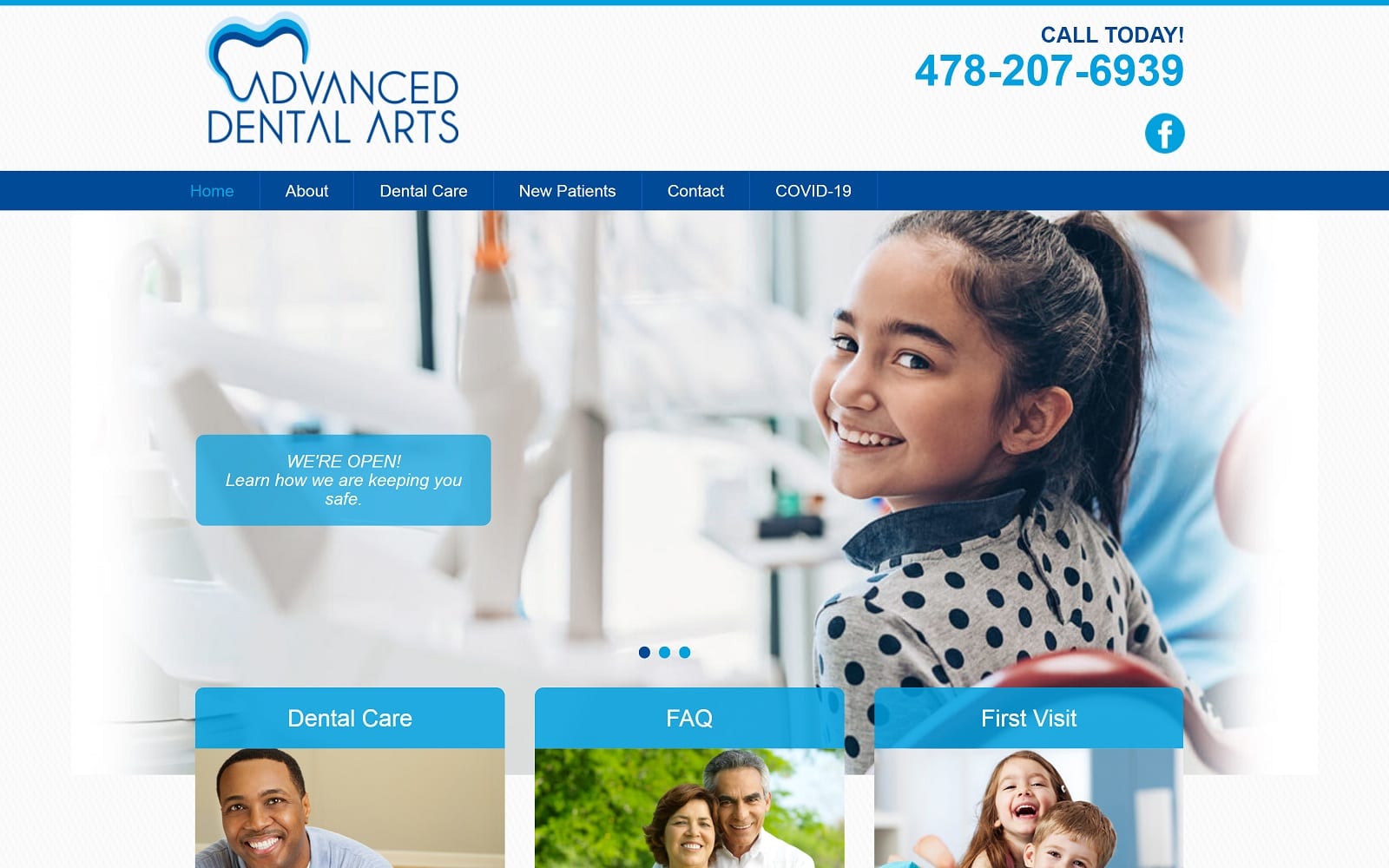 The Screenshot of Advanced Dental Arts, LLC adamacon.com Website