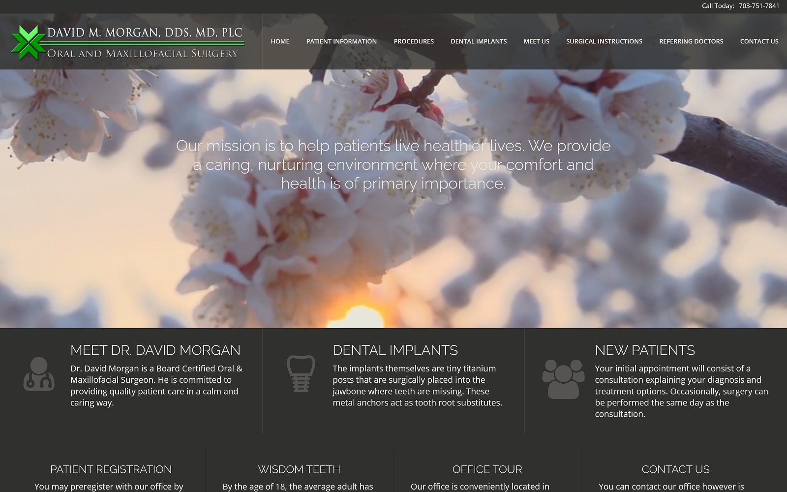 The Screenshot of David M Morgan, DDS, MD, PLC : Oral & Maxillofacial Surgery alexandriaoms.com Website