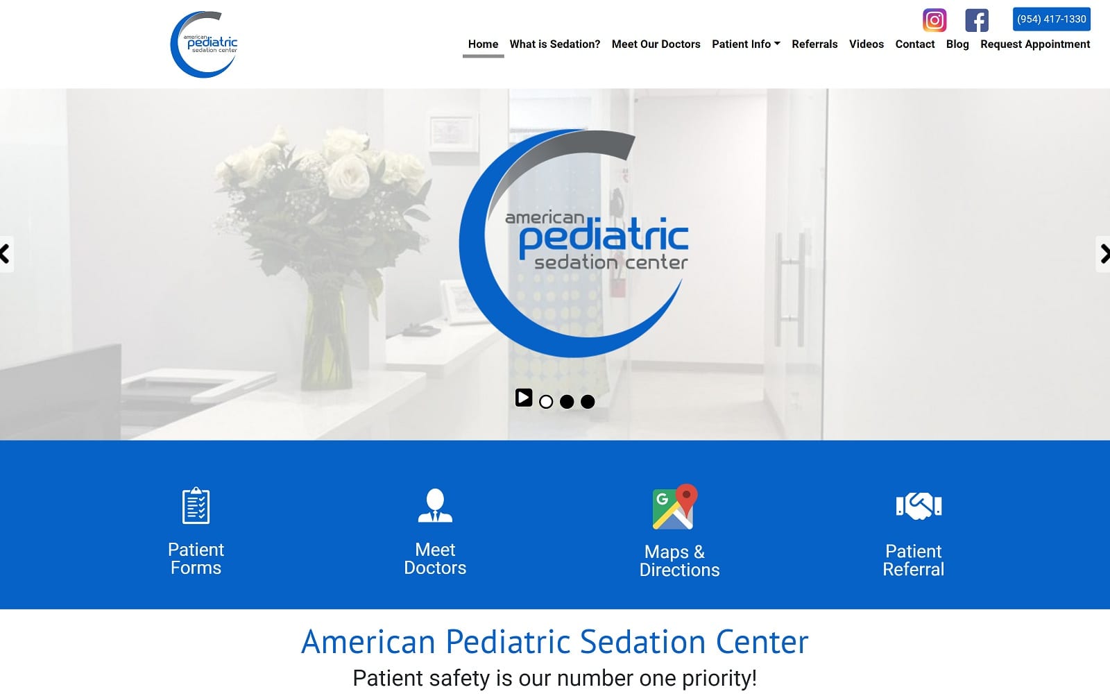 The Screenshot of American Pediatric Sedation Center americanpediatricsedation.com Website
