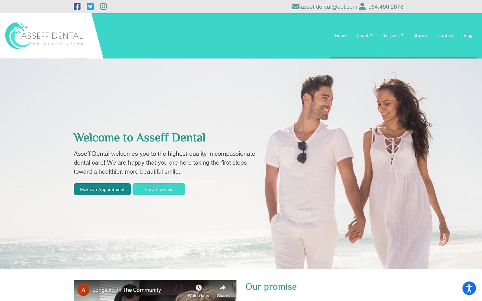 The Screenshot of Asseff Dental asseffdental.com Dr. Abraham K. Asseff Website
