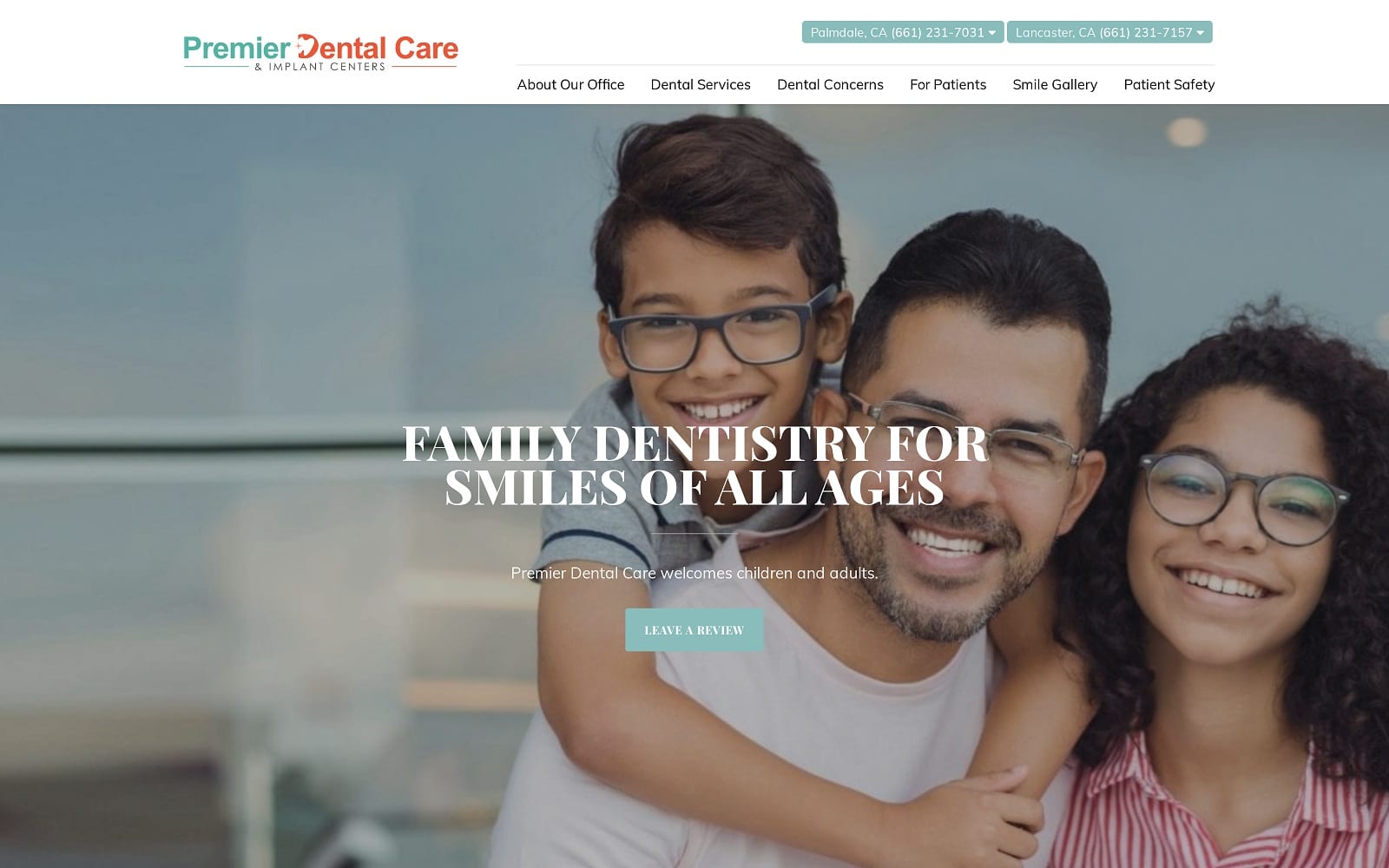 The Screenshot of Premier Dental Care avpremierdental.com Dr. Karim Naguib Website