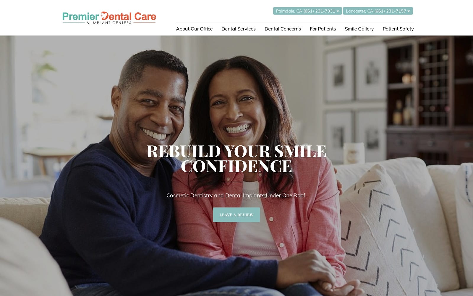 The Screenshot of Premier Dental Care avpremierdental.com Dr. Karim Naguib Website