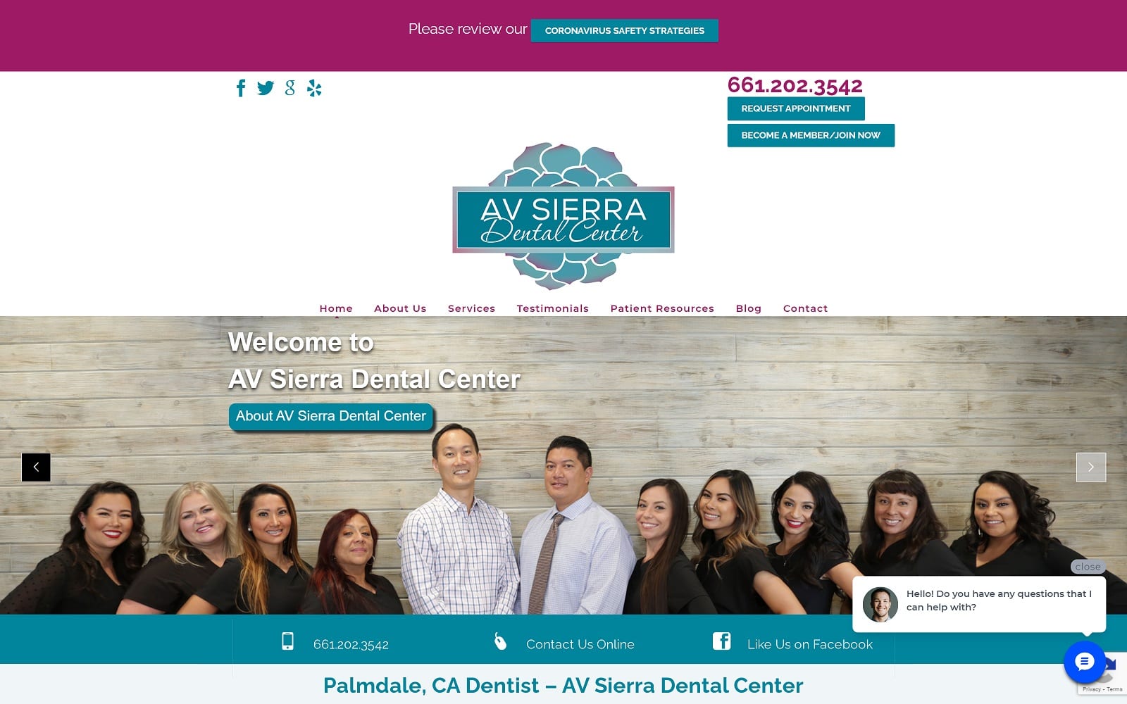 The Screenshot of AV Sierra Dental Center avsierradental.com Website