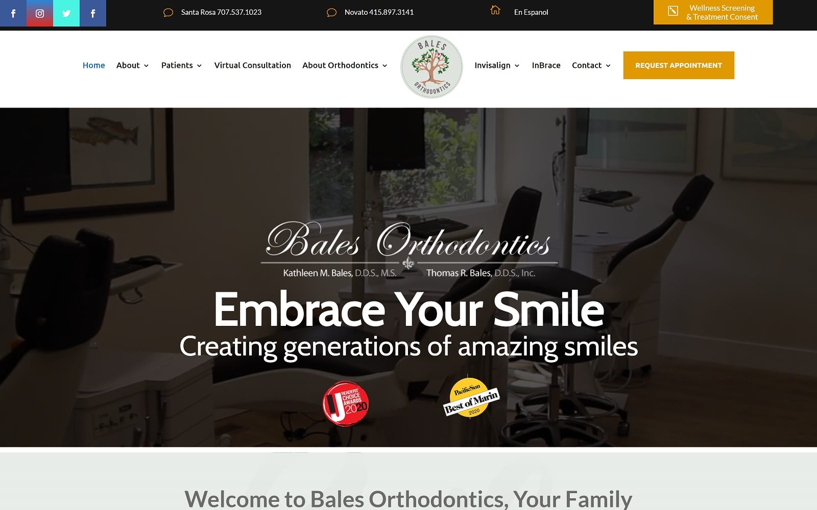 The Screenshot of Bales Orthodontics  balesorthodontics.com Website